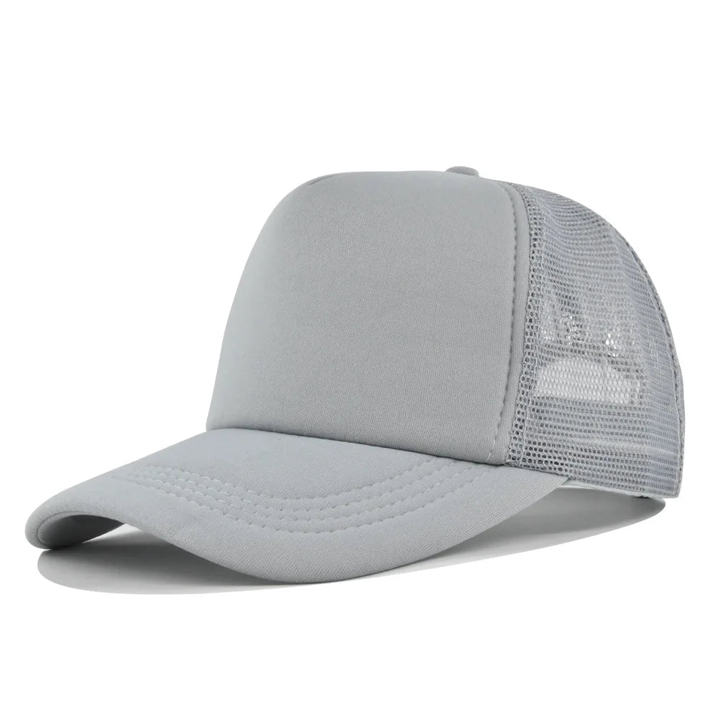 Plain Mesh Trucker Cap with Curved Brim Shape