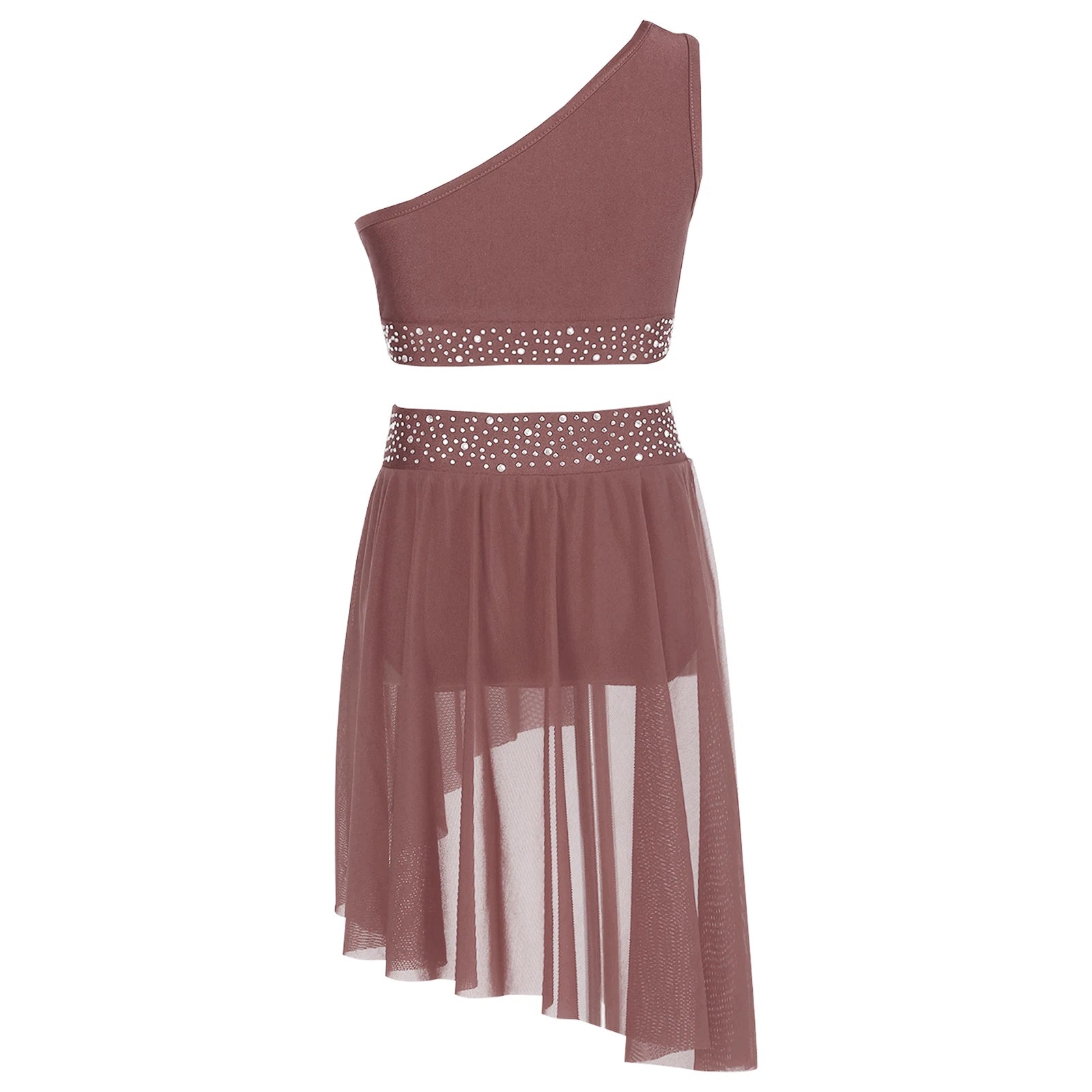 Girls' Lyrical Dance Costume Styles with Rhinestones and Skirted Outfit Options