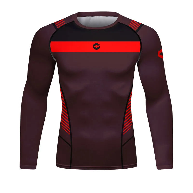 Graphic Compression Long Sleeve Rash Guard For Sports Outfits