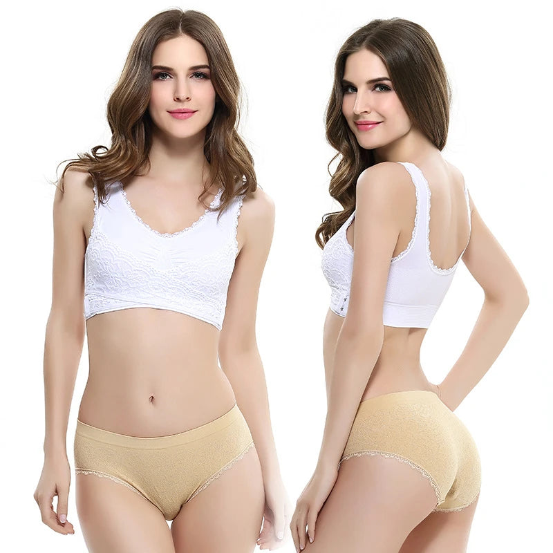 Women's Lace Trim Crossover Front Bra