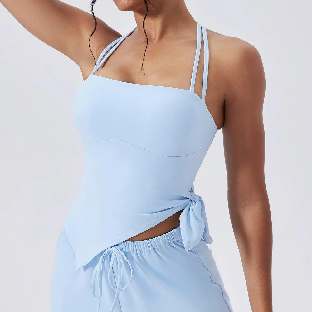 Women's Sleeveless Crop Top and Pants Workout Set