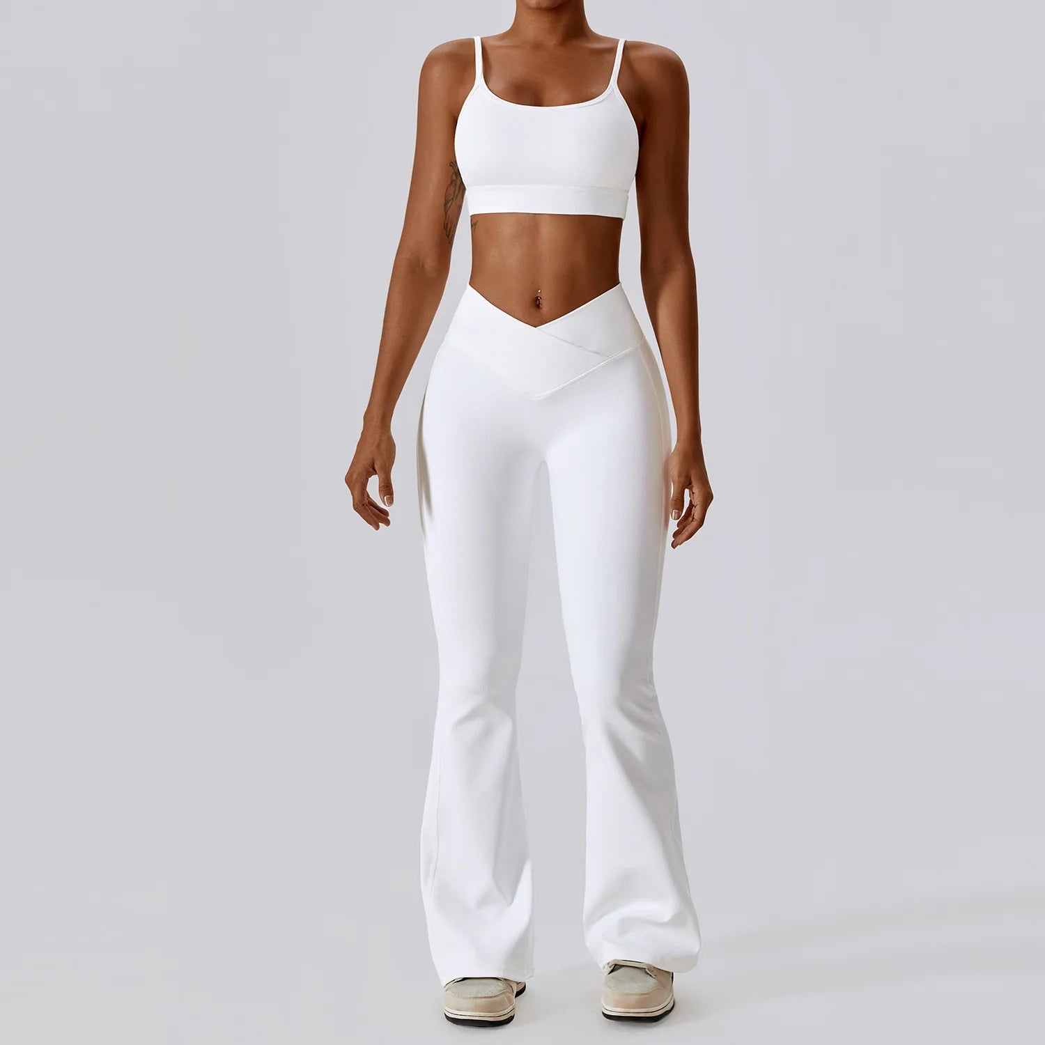 Women's Halter Bra And Flared Leggings Yoga Set