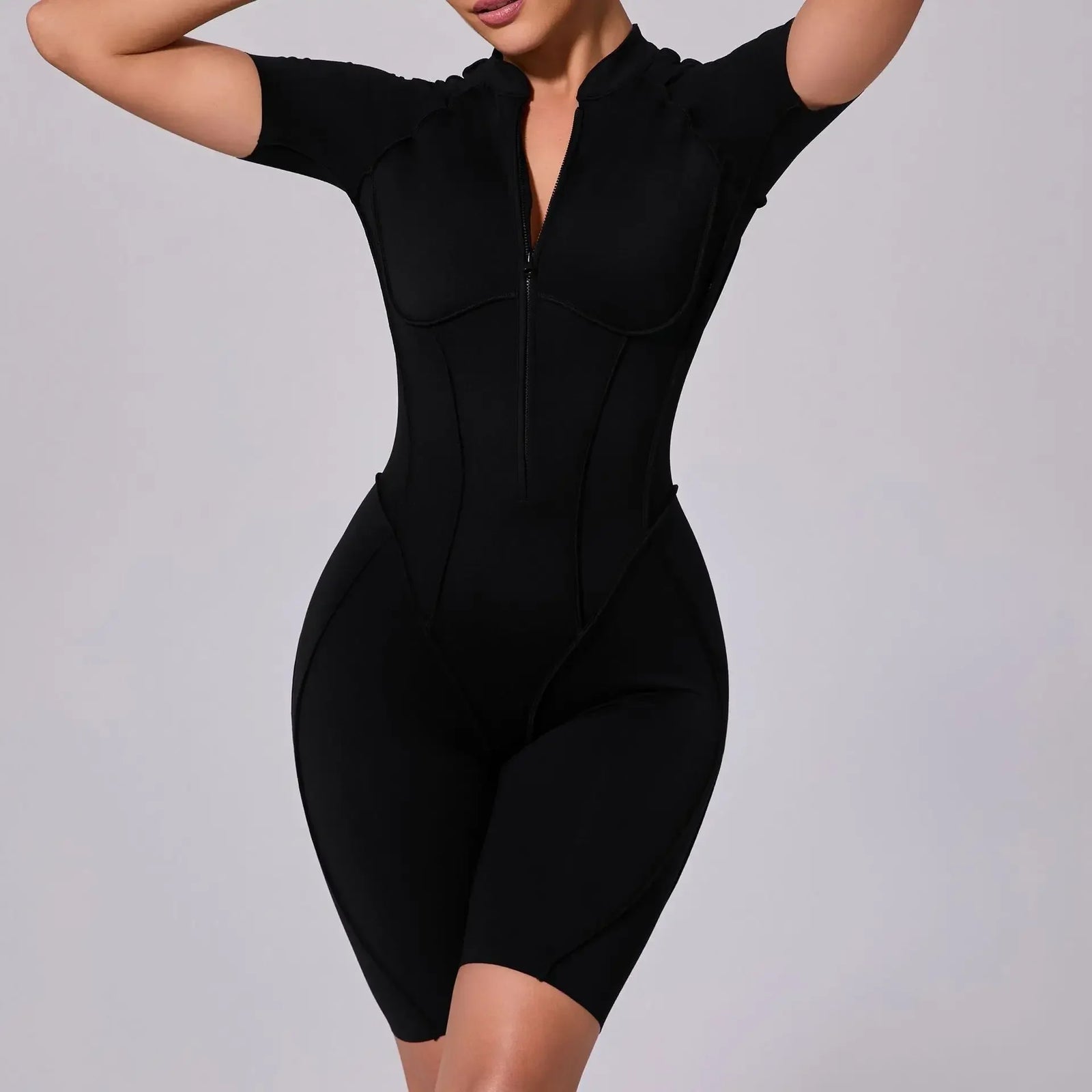 Women's Contoured Workout One Piece with Back Cutout and Multiple Sleeve Styles