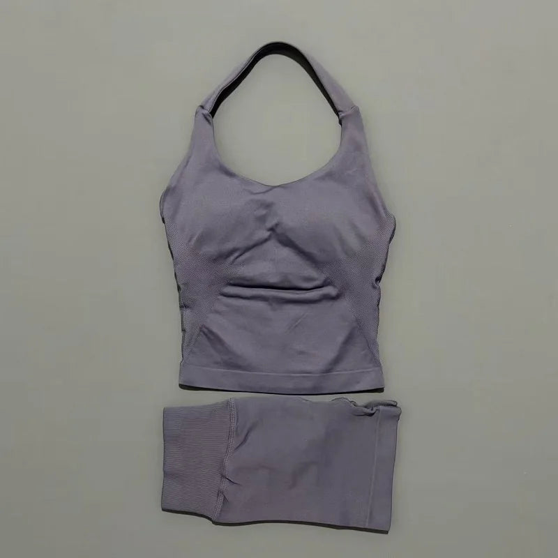 Women's Halter Tank And Shorts Yoga Set For Workout Outfits