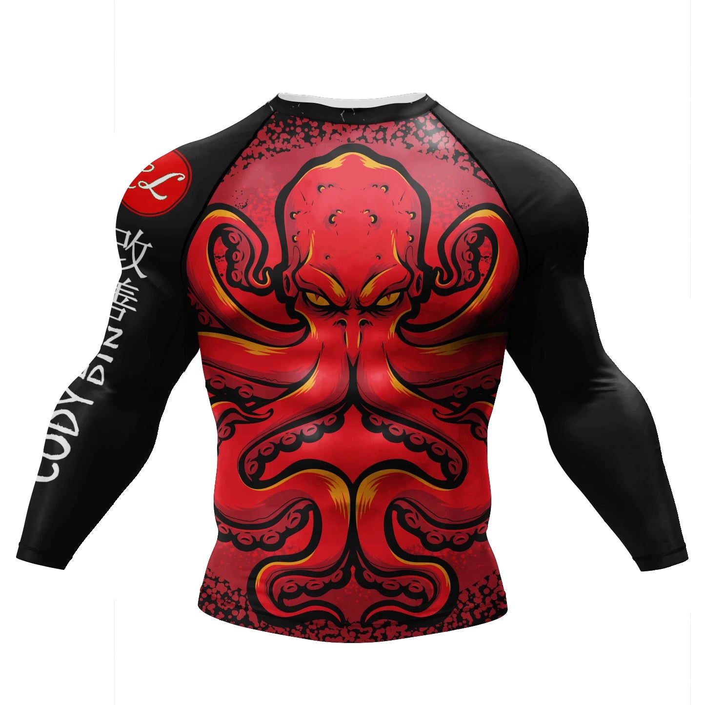 Graphic Long Sleeve Fitted Rash Guard for Training Wear
