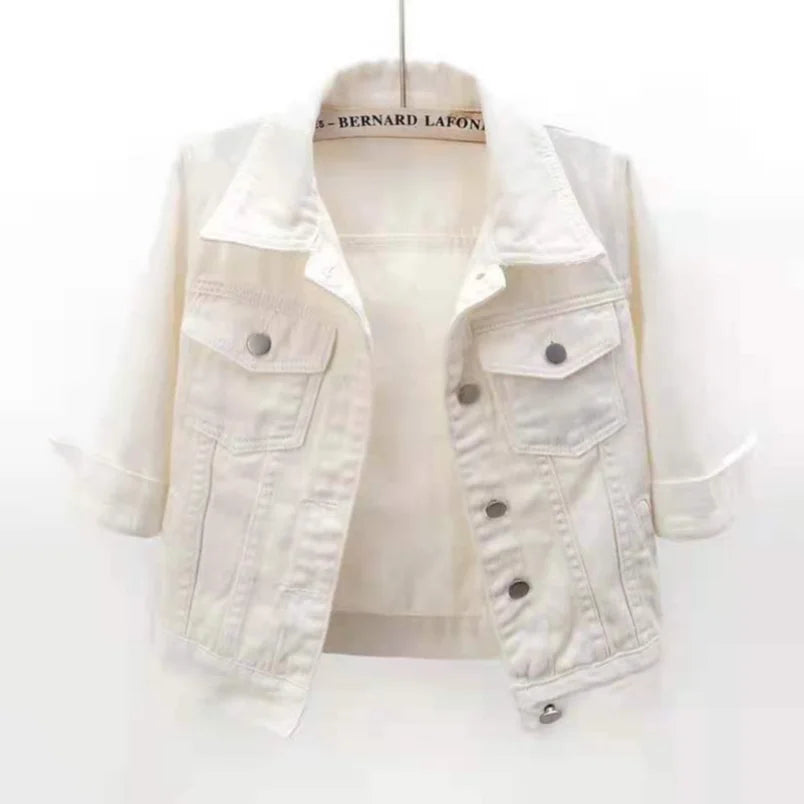 Women's Cotton Denim Three-Quarter-Sleeve Jacket