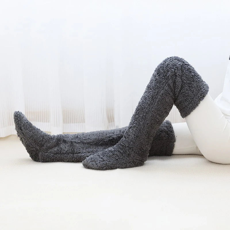 Plush Thigh High Socks with Long Footed Shape