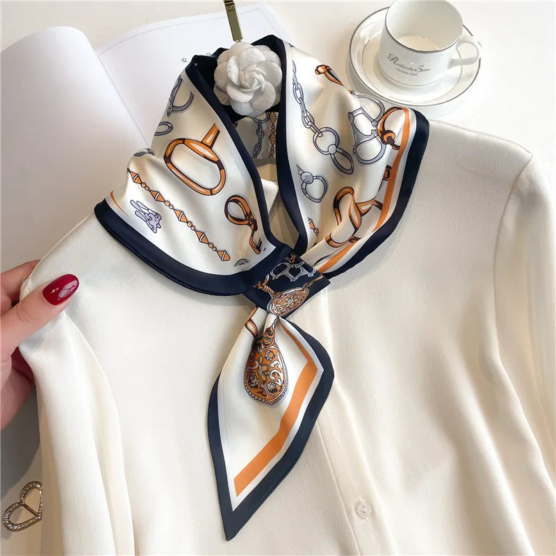 Printed Narrow Neckerchief Scarf with Pointed Tie Ends