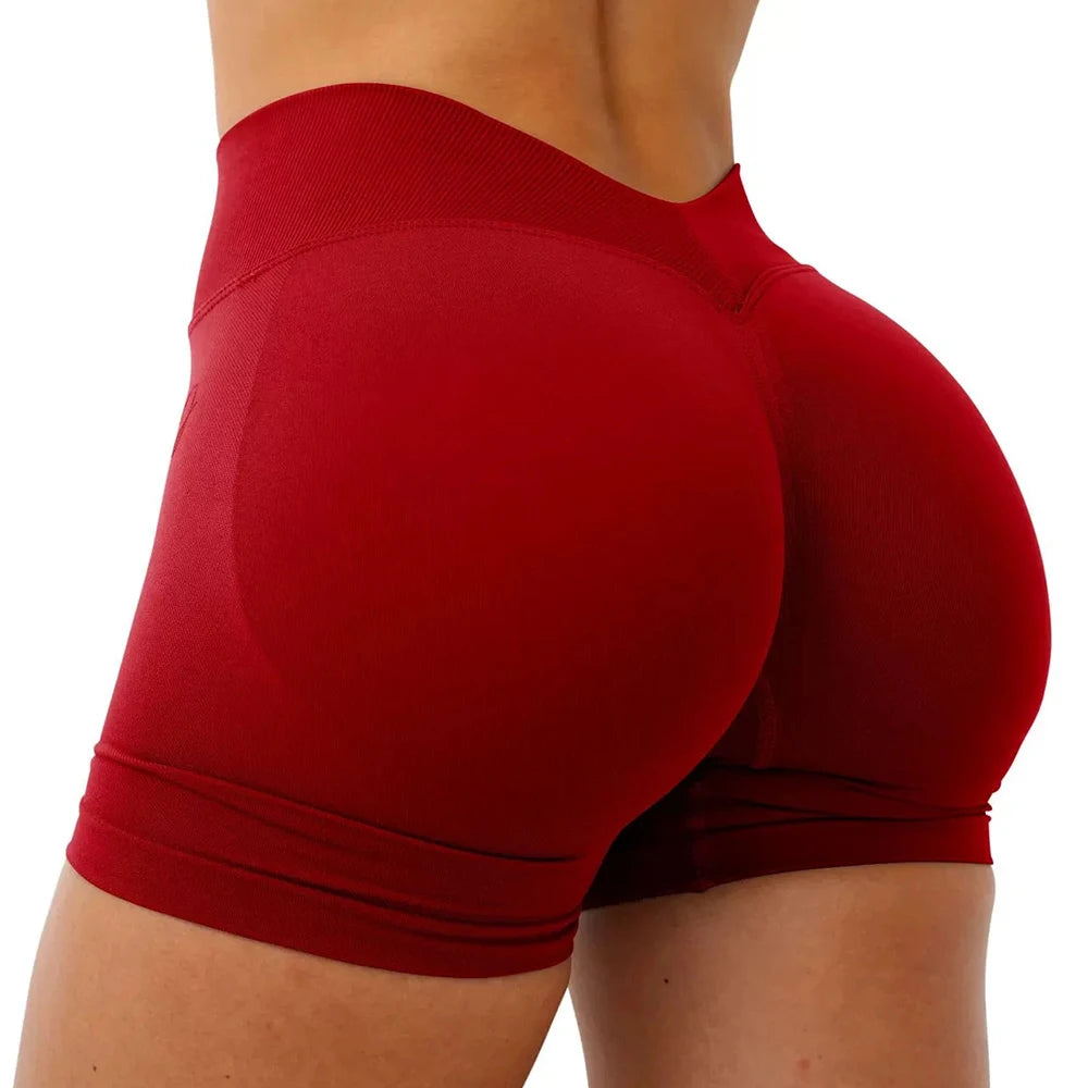 Women's V Waist Scrunch Back Nylon Blend Shorts for Gym Workouts