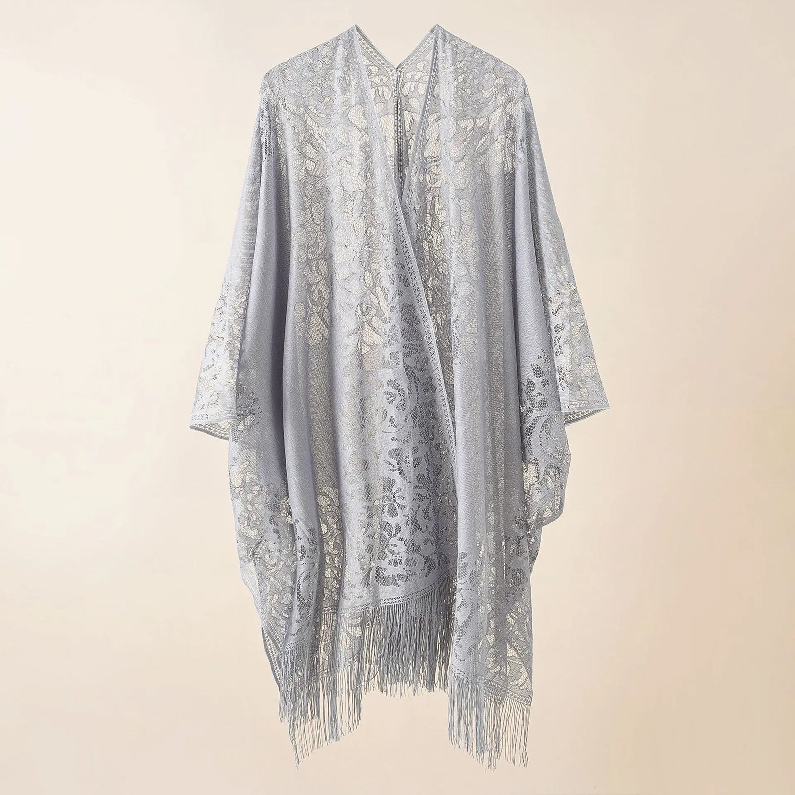 Long Lace Open Front Cardigan for Layering over Outfits