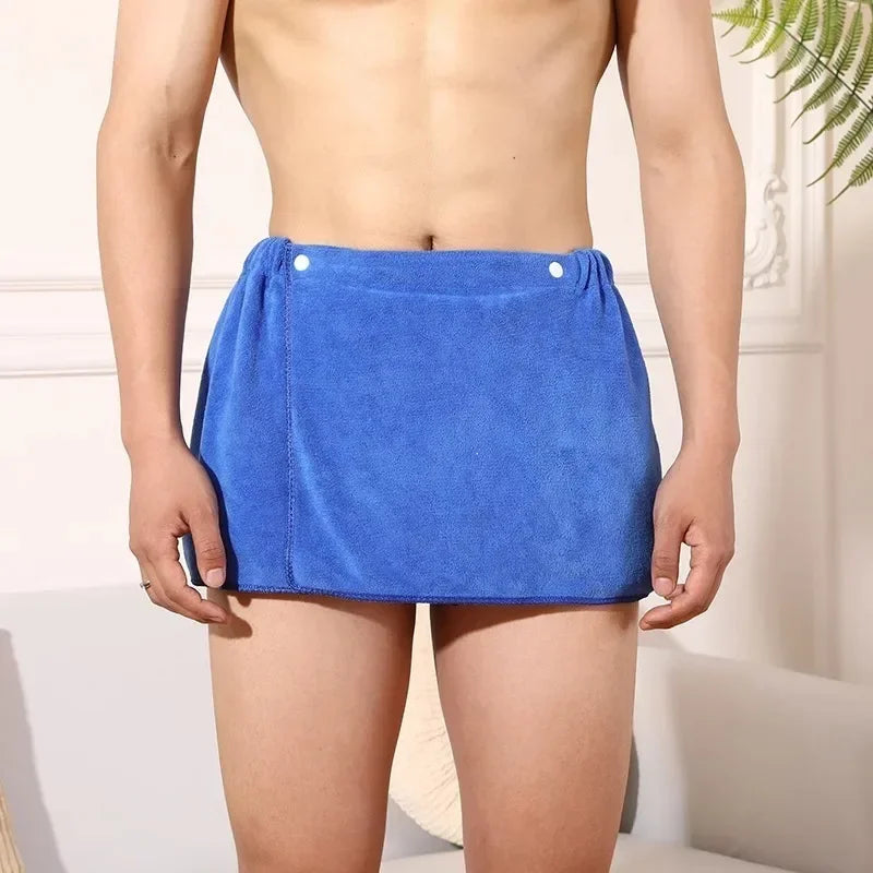 Men's Towel Texture Wrap Around Lounge Bath Skirt