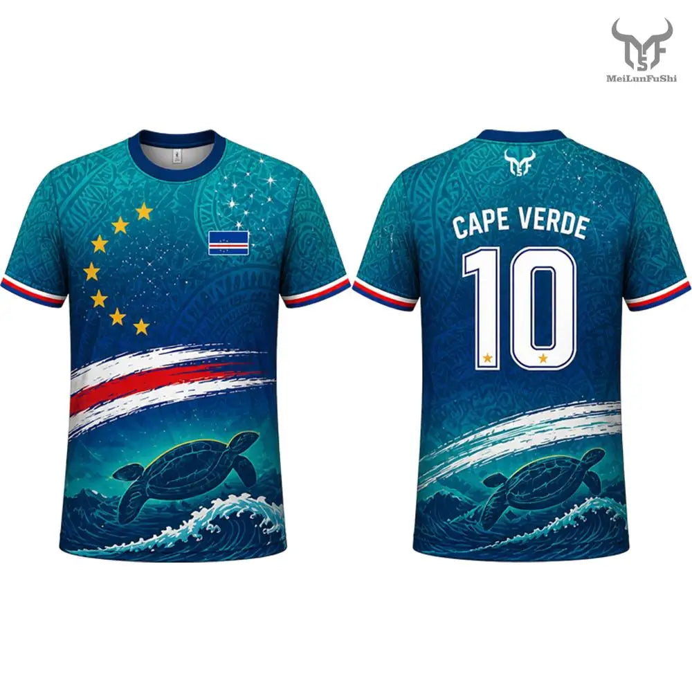 Cape Verde Football Short Sleeve Jersey For Sports Outfits