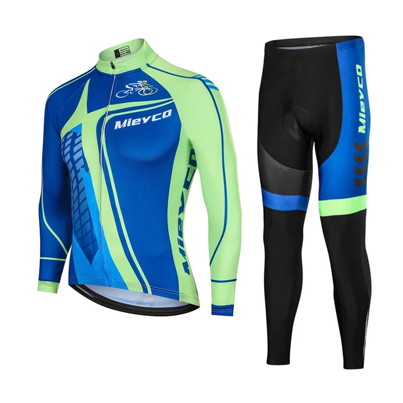 Men Long Sleeve Cycling Jersey Set MTB Road Bike Breathable Outdoor Cycling Suit