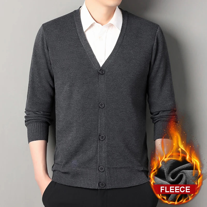 Men's V Neck Button Front Knit Cardigan