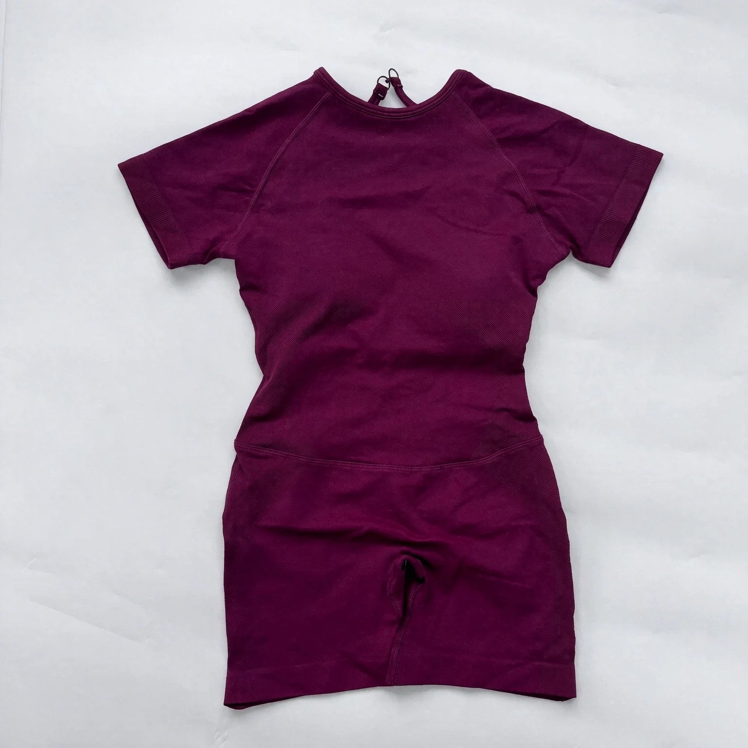 Women's Short Sleeve Polyester Blend Workout Romper with Open Back