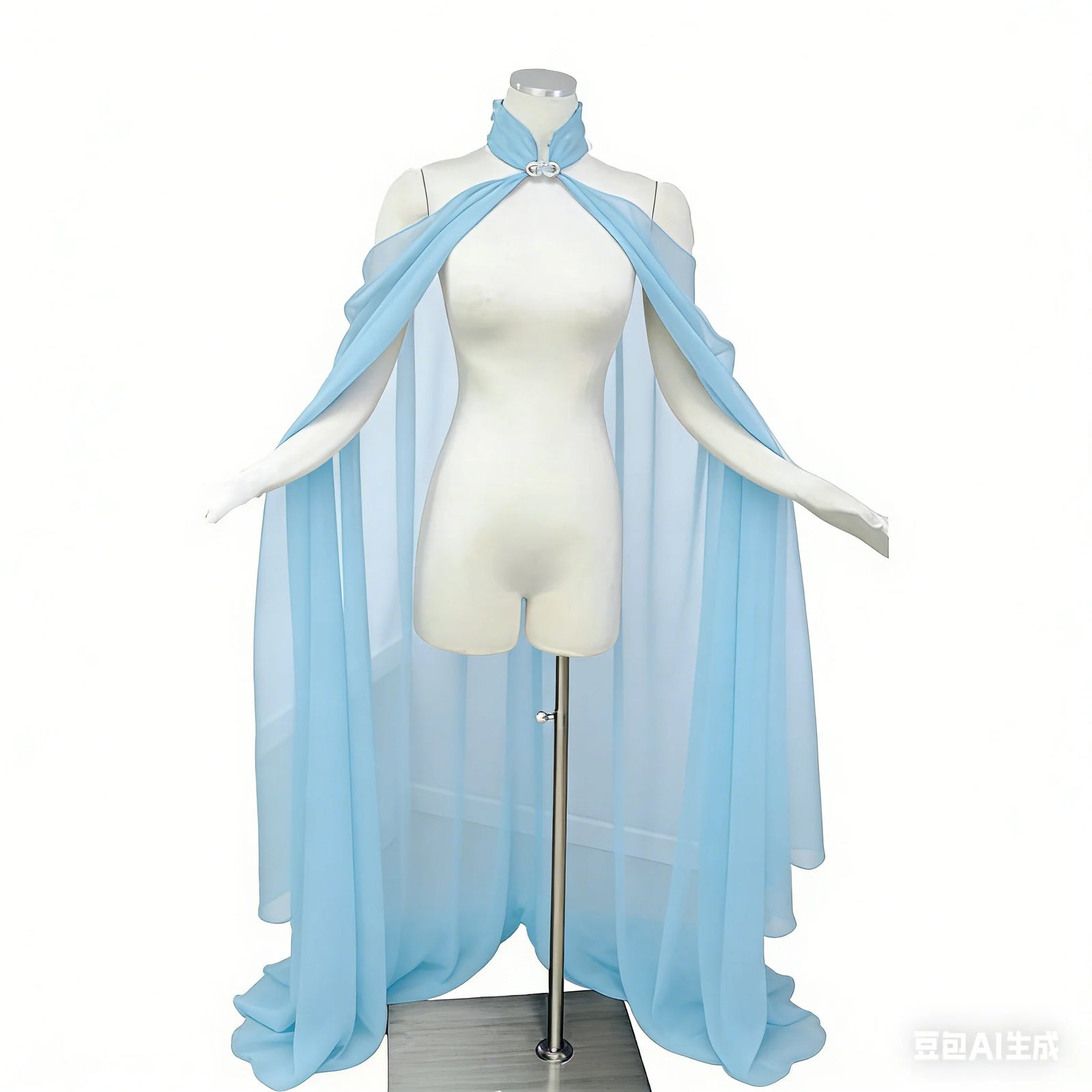 Neck Tie Sheer Long Cape for Layering over Outfits