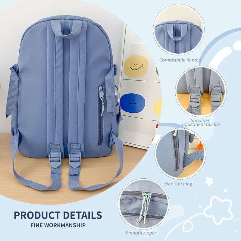 Student Backpack with Transparent Display Pockets and Multiple Front Storage Sections