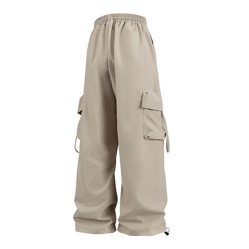Women's Loose Cargo Pants with Elastic Waist and Adjustable Cuffs