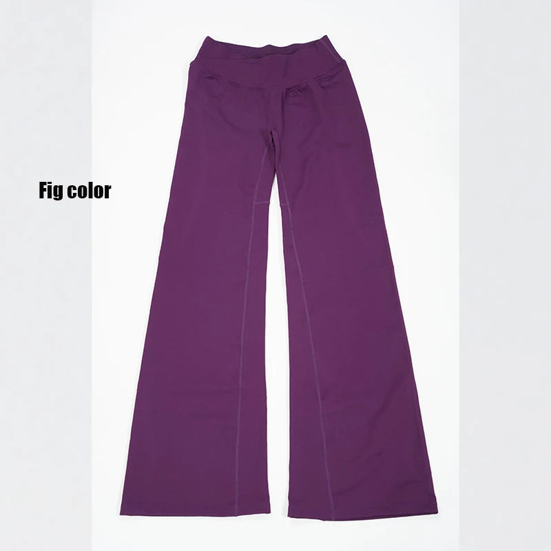 Women's High Waist Nylon Blend Flared Workout Pants with Fitted Upper Legs