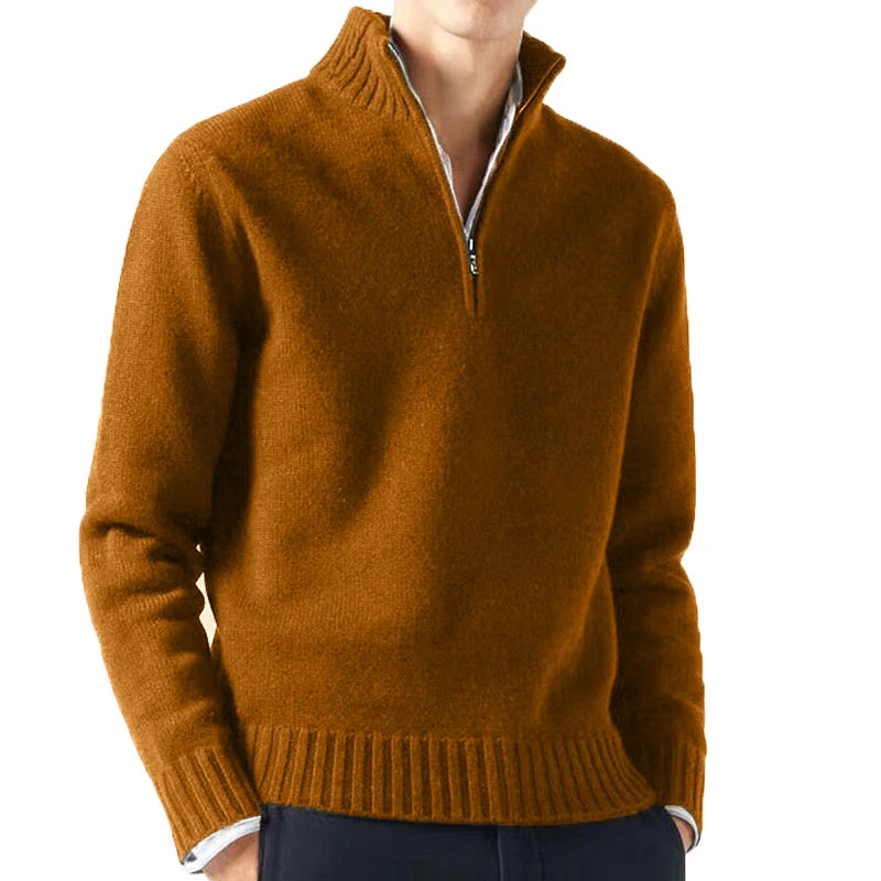 Men's Quarter Zip Long Sleeve Knit Sweater