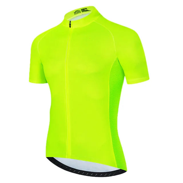 Solid Color Short Sleeve Full-Zip Cycling Jersey with Stand Collar