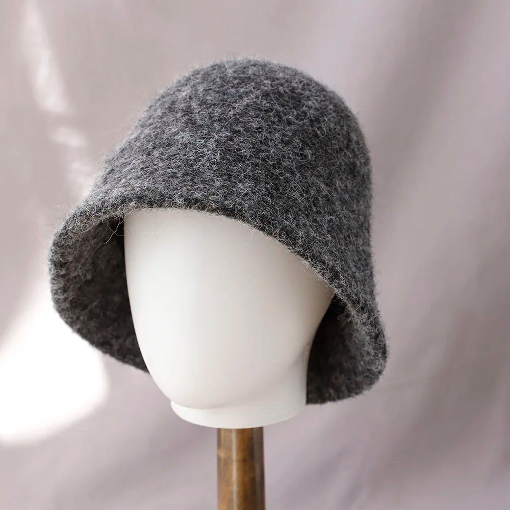 Textured Bucket Hat with Rounded Crown and Short Brim