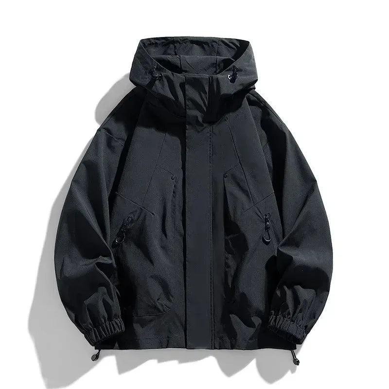 Hooded Long Sleeve Full Zip Outdoor Hiking Jacket with Pockets