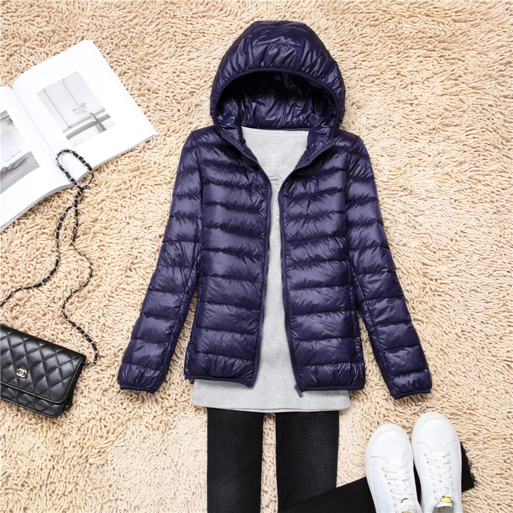 Women's Hooded Quilted Zip Front Jacket for Layered Outfits
