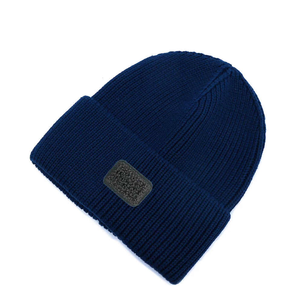 Children's Cotton Knitted Beanie with Patch Designs and Original Size Options