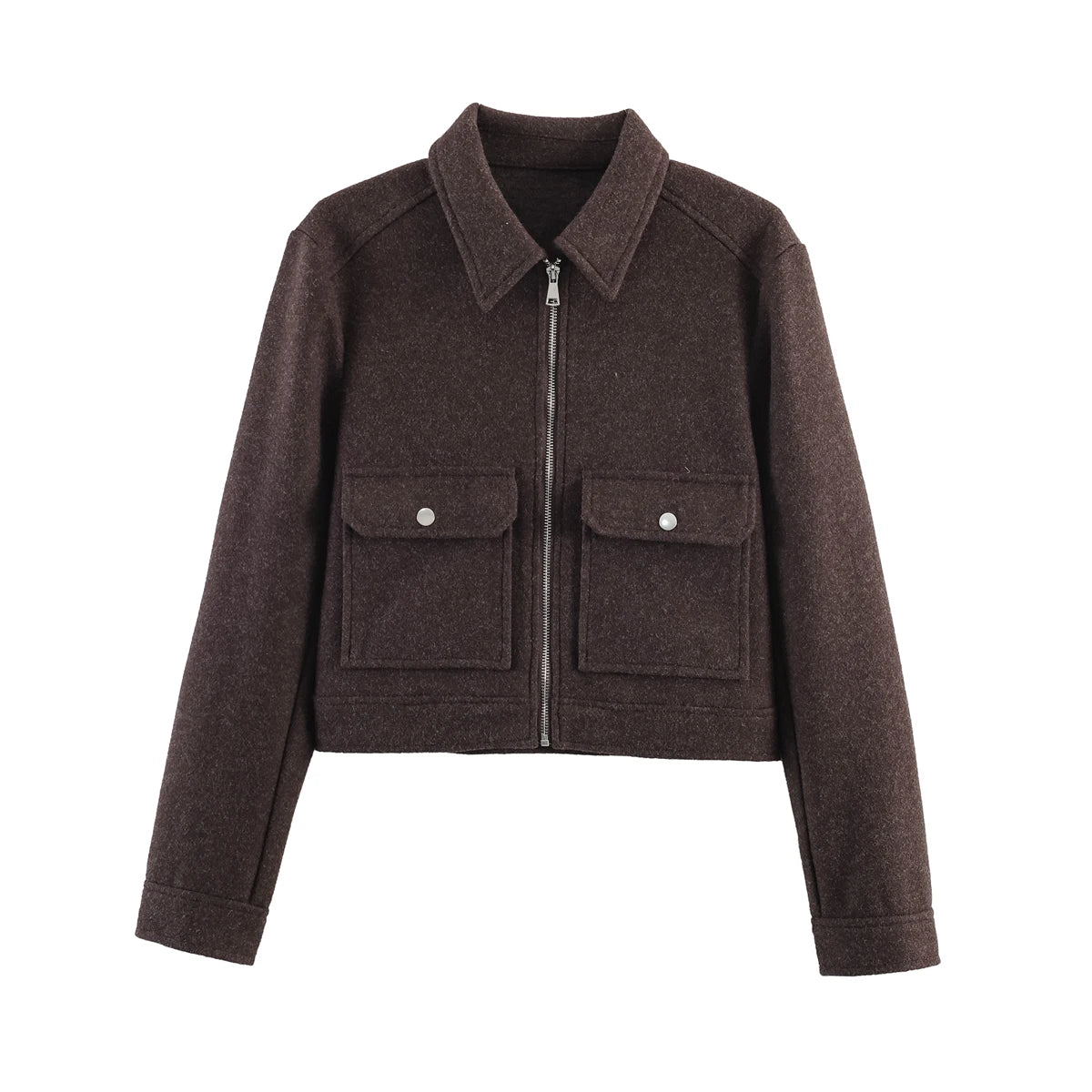 Women's Long-Sleeve Lapel Zip-Front Jacket