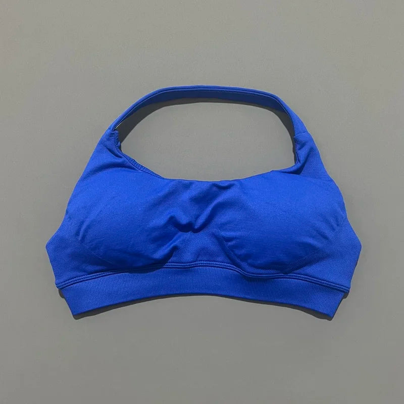 Women's Ruched Halter Neck Sports Bra
