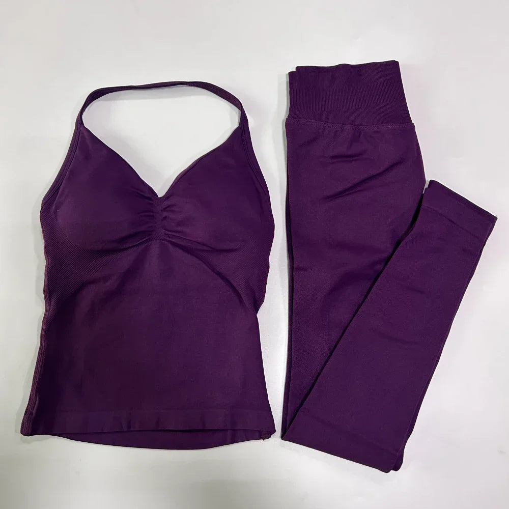 Women's Thin Strap Tank And Leggings Yoga Set