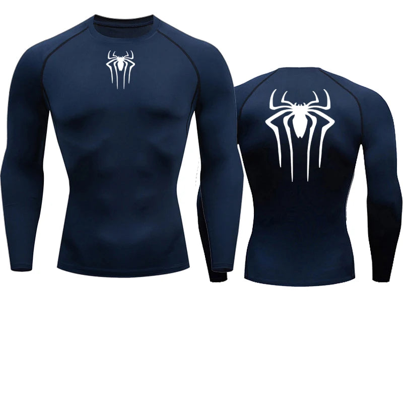 Spider Graphic Compression Long Sleeve Rash Guard For Sports Outfits