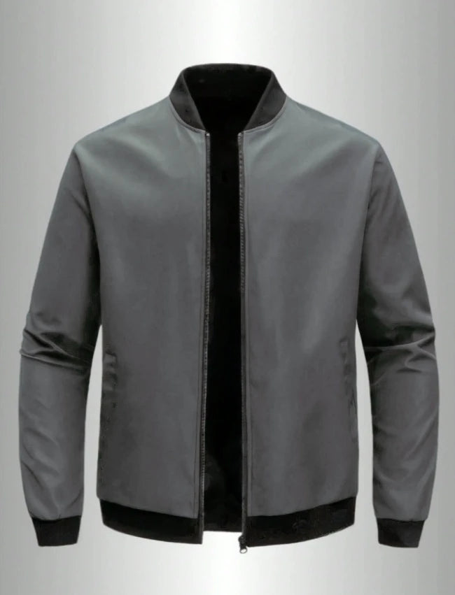 Men's Short Baseball-Collar Zip-Front Jacket