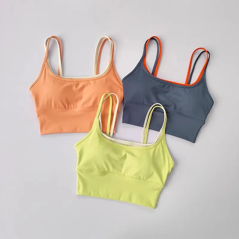 Women's Contrast Double Strap Cropped Tank Top