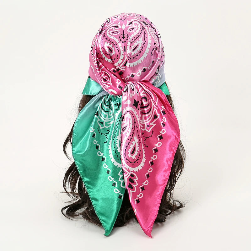 Printed Square Scarf with Ornate Paisley Pattern Options