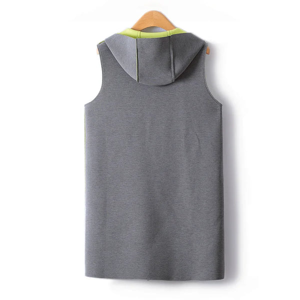 Mid Length Waistcoat Sleeveless Jackets Two Sided Wearing Contrasting Color Hooded Air Cotton Drape Vest For Women