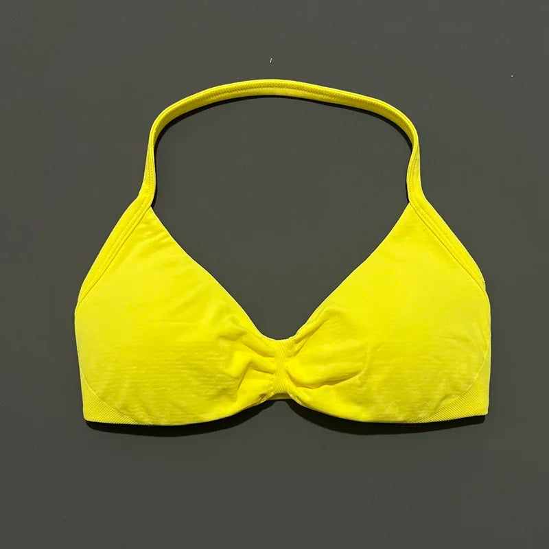 Women's Ruched Halter Neck Sports Bra