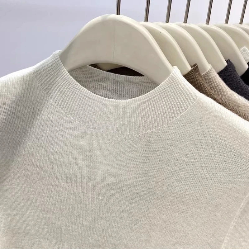 Women's Mock Neck Fitted Long Sleeve Sweater Casual Knit Layer