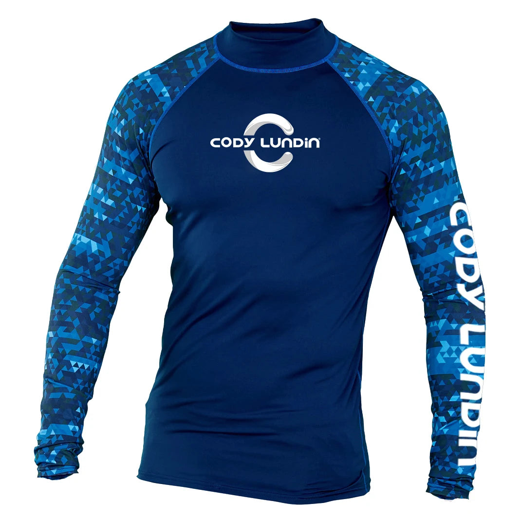 Graphic Long Sleeve Crew Neck Rash Guard Swim Top