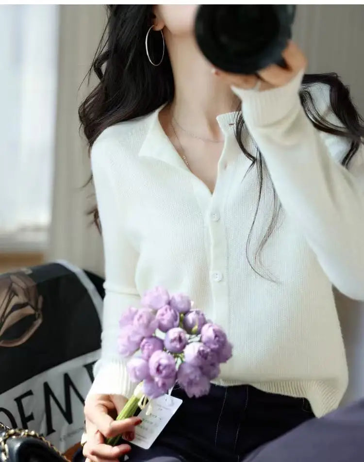 Autumn Women's Pure Cashmere Cardigan - European Style High-end Early Autumn Soft Knit Short Sweater Coat