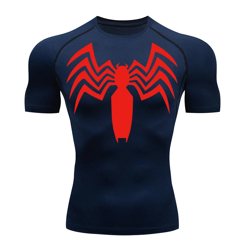 Spider Graphic Compression Short Sleeve T-shirt For Sports Outfits