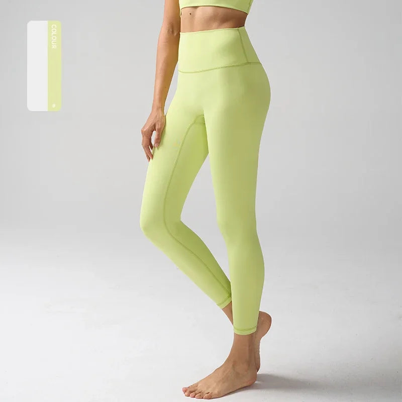 Women's High-Waist Nylon-Elastane Stretch Ankle-Length Yoga Leggings