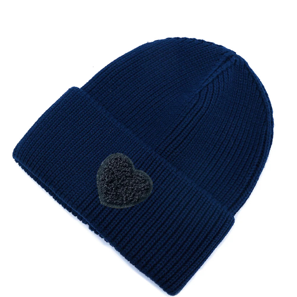 Children's Cotton Knitted Beanie with Patch Designs and Original Size Options