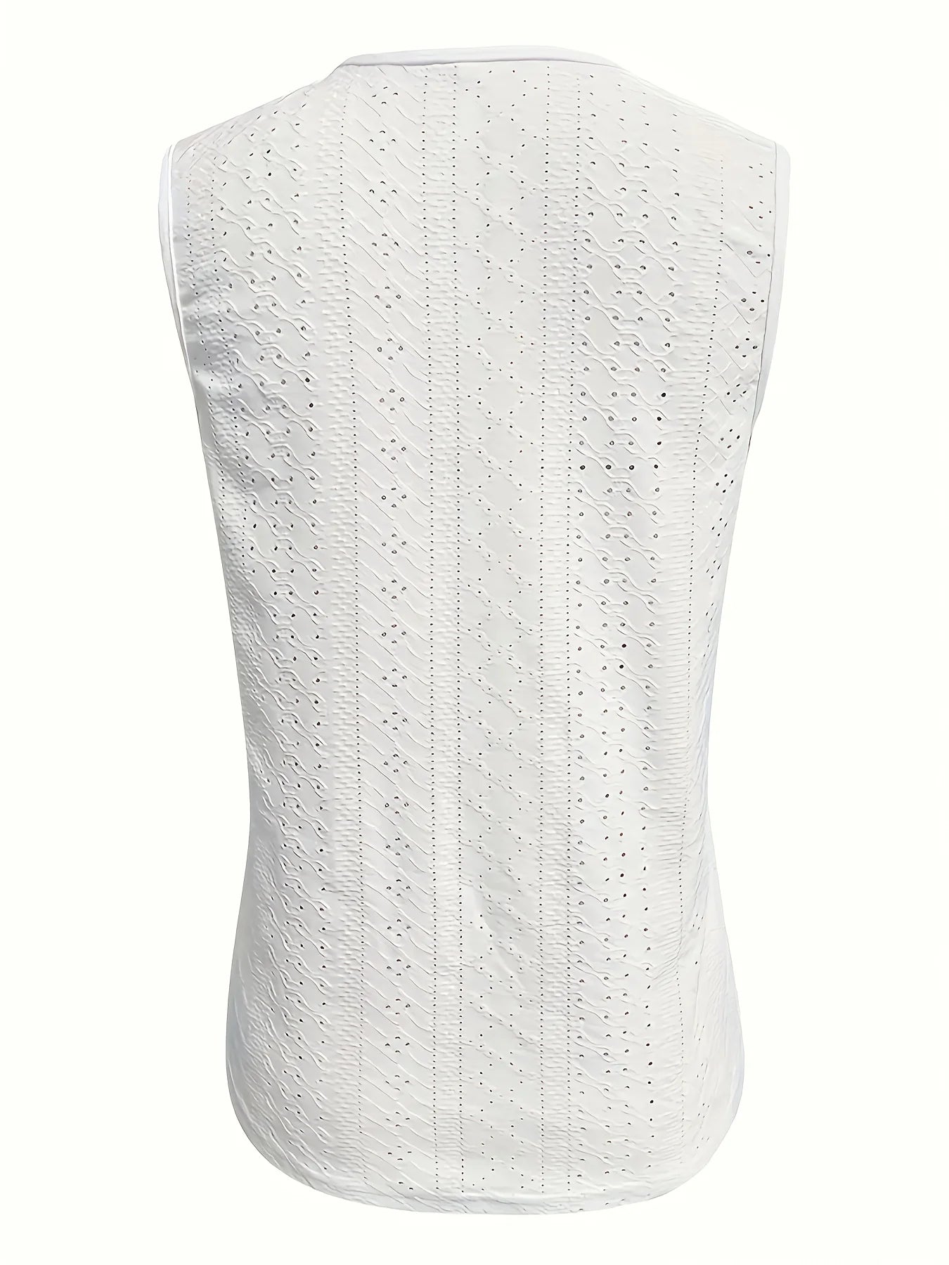Women's Eyelet Polyester Blend Tank Top with V Neck and Buckle Straps