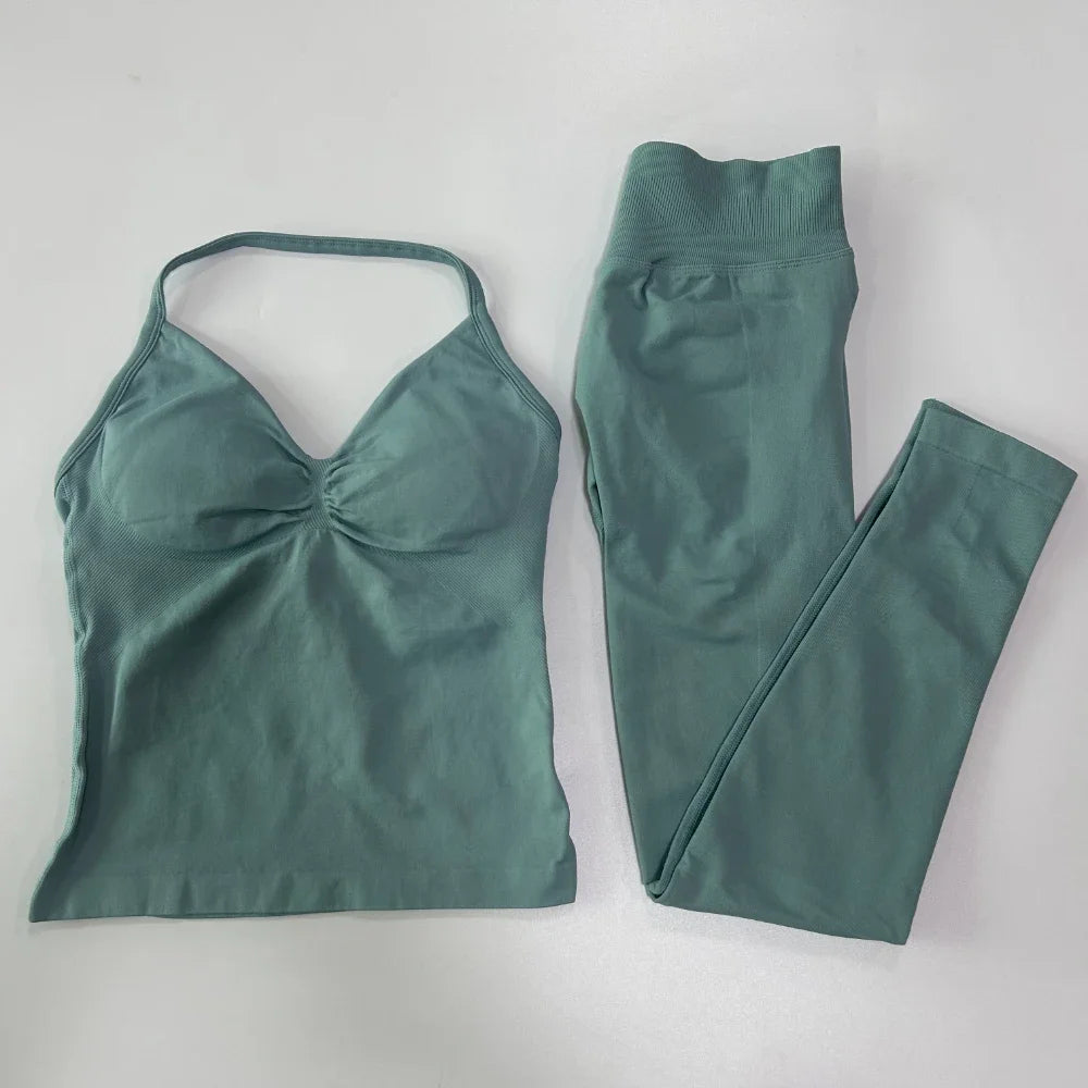 Women's Thin Strap Tank And Leggings Yoga Set