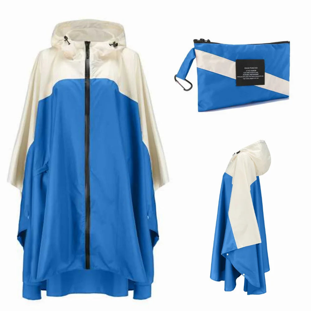 Hooded Printed Poncho for Layering over Tops and Dresses