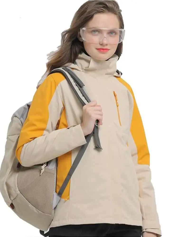 Color Block Hooded Full Zip Long Sleeve Outdoor Jacket
