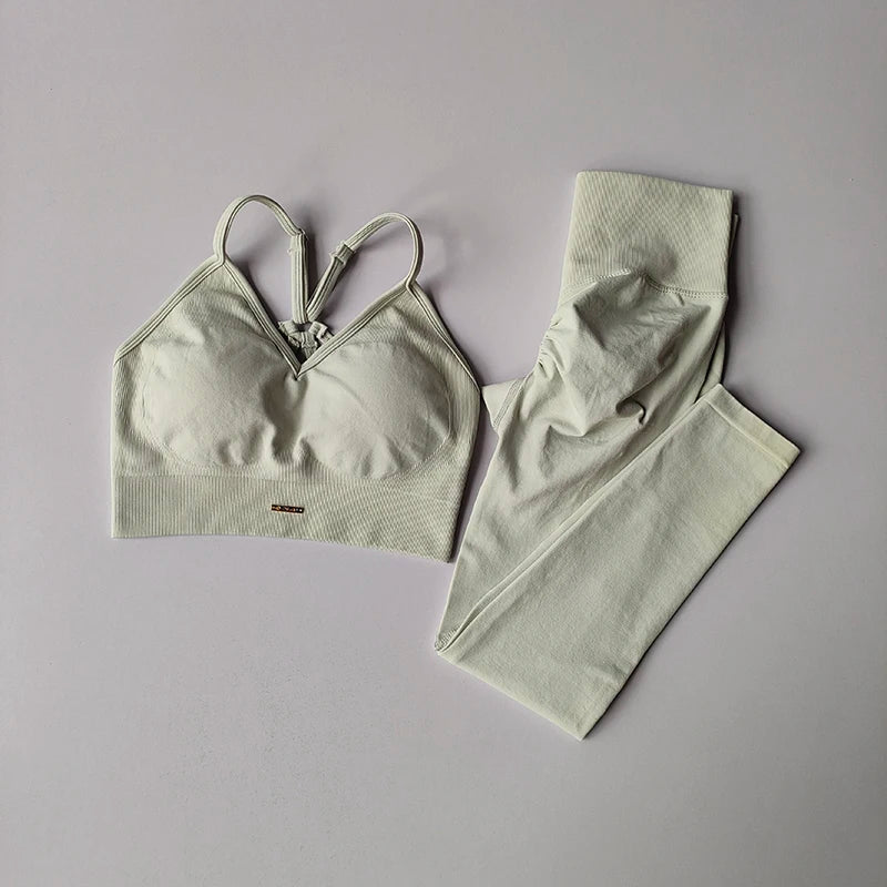 Women's Thin Strap Bra And Leggings Yoga Set