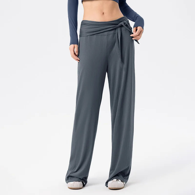 Women's Drawstring Waist Wide Leg Pants for Casual Activewear Outfits